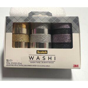 Scotch 15pk Washi Tape: Gold & Glitter Adhesive for Art & Stationery
